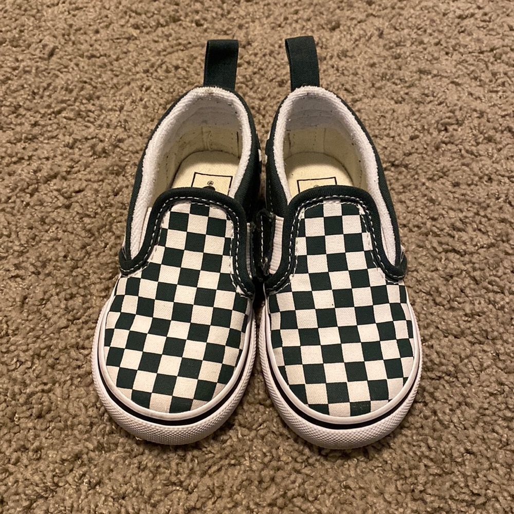 Toddler size 7 Green and White Checkered Vans